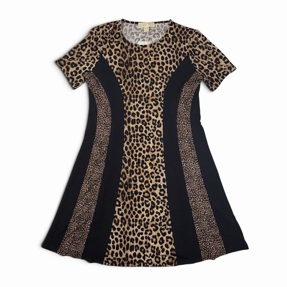 Michael Kors Leopard Animal Print Fit & Flare Dress Women’s Large NWT